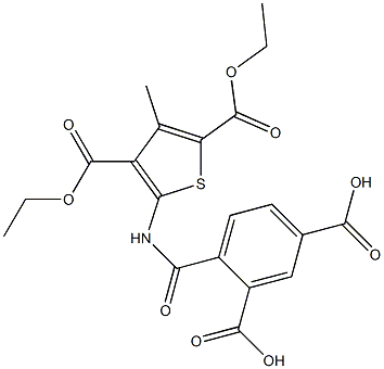 4-({[3,5-bis(ethoxycarbonyl)-4-methyl-2-thienyl]amino}carbonyl)isophthalic acid Struktur