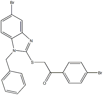 2-[(1-benzyl-5-bromo-1H-benzimidazol-2-yl)sulfanyl]-1-(4-bromophenyl)ethanone Struktur