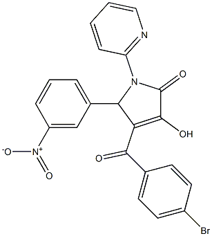 4-[(4-bromophenyl)carbonyl]-3-hydroxy-5-{3-nitrophenyl}-1-pyridin-2-yl-1,5-dihydro-2H-pyrrol-2-one Struktur