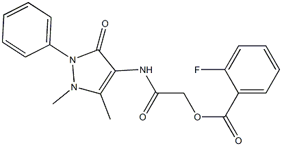 2-[(1,5-dimethyl-3-oxo-2-phenyl-2,3-dihydro-1H-pyrazol-4-yl)amino]-2-oxoethyl 2-fluorobenzoate Struktur