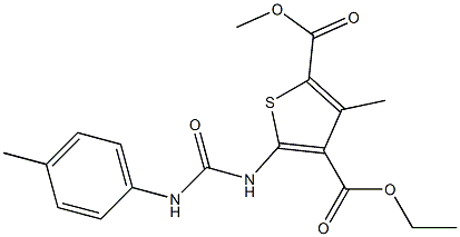 4-ethyl 2-methyl 3-methyl-5-[(4-toluidinocarbonyl)amino]-2,4-thiophenedicarboxylate Struktur