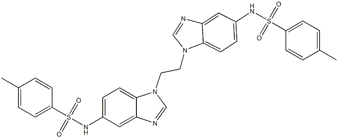 4-methyl-N-{1-[2-(5-{[(4-methylphenyl)sulfonyl]amino}-1H-benzimidazol-1-yl)ethyl]-1H-benzimidazol-5-yl}benzenesulfonamide Struktur