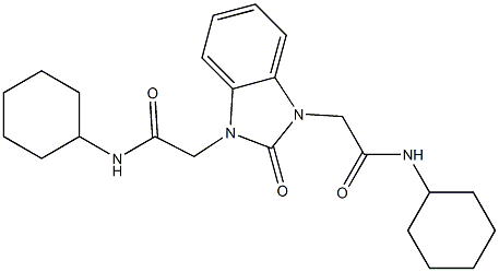 N-cyclohexyl-2-(3-[2-(cyclohexylamino)-2-oxoethyl]-2-oxo-1H-benzimidazol-1(2H)-yl)acetamide Struktur