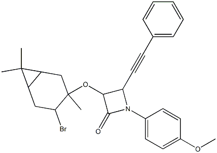 3-[(4-bromo-3,7,7-trimethylbicyclo[4.1.0]hept-3-yl)oxy]-1-(4-methoxyphenyl)-4-(phenylethynyl)-2-azetidinone Struktur