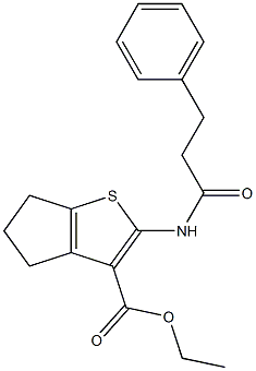 ethyl 2-[(3-phenylpropanoyl)amino]-5,6-dihydro-4H-cyclopenta[b]thiophene-3-carboxylate Struktur