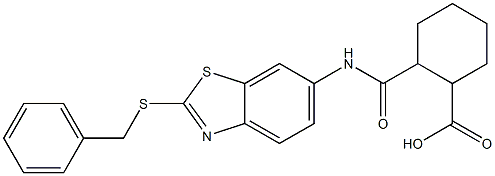 2-({[2-(benzylsulfanyl)-1,3-benzothiazol-6-yl]amino}carbonyl)cyclohexanecarboxylic acid Struktur