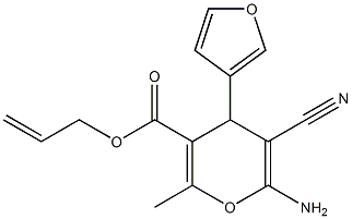 allyl 6-amino-5-cyano-4-(3-furyl)-2-methyl-4H-pyran-3-carboxylate Struktur