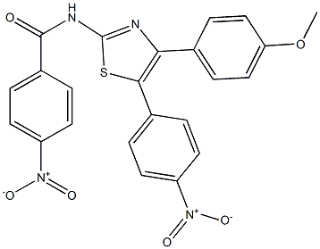 4-nitro-N-[5-{4-nitrophenyl}-4-(4-methoxyphenyl)-1,3-thiazol-2-yl]benzamide Struktur