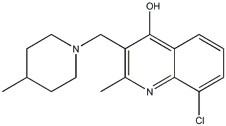 8-chloro-2-methyl-3-[(4-methylpiperidin-1-yl)methyl]quinolin-4-ol Struktur