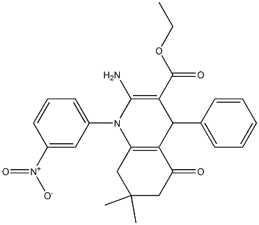 ethyl 2-amino-1-{3-nitrophenyl}-7,7-dimethyl-5-oxo-4-phenyl-1,4,5,6,7,8-hexahydro-3-quinolinecarboxylate Struktur