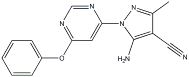 5-amino-3-methyl-1-(6-phenoxy-4-pyrimidinyl)-1H-pyrazole-4-carbonitrile Struktur