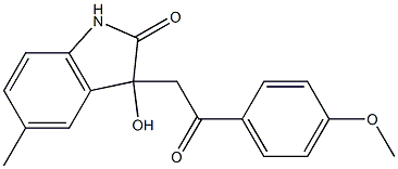 3-hydroxy-3-[2-(4-methoxyphenyl)-2-oxoethyl]-5-methyl-1,3-dihydro-2H-indol-2-one Struktur