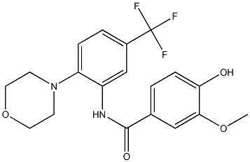 4-hydroxy-3-methoxy-N-[2-(4-morpholinyl)-5-(trifluoromethyl)phenyl]benzamide Struktur