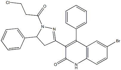 6-bromo-3-[1-(3-chloropropanoyl)-5-phenyl-4,5-dihydro-1H-pyrazol-3-yl]-4-phenyl-2(1H)-quinolinone Struktur