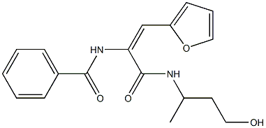 N-(2-(2-furyl)-1-{[(3-hydroxy-1-methylpropyl)amino]carbonyl}vinyl)benzamide Struktur