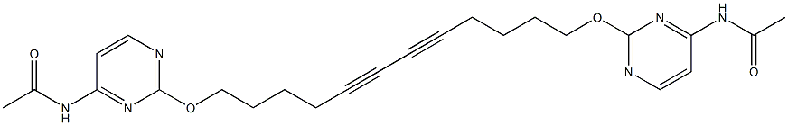 N-{2-[(12-{[4-(acetylamino)-2-pyrimidinyl]oxy}-5,7-dodecadiynyl)oxy]-4-pyrimidinyl}acetamide Struktur