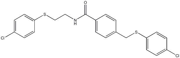 N-{2-[(4-chlorophenyl)sulfanyl]ethyl}-4-{[(4-chlorophenyl)sulfanyl]methyl}benzamide Struktur