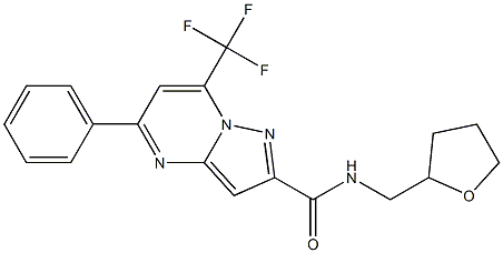 5-phenyl-N-(tetrahydrofuran-2-ylmethyl)-7-(trifluoromethyl)pyrazolo[1,5-a]pyrimidine-2-carboxamide Struktur