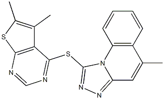 1-[(5,6-dimethylthieno[2,3-d]pyrimidin-4-yl)sulfanyl]-5-methyl[1,2,4]triazolo[4,3-a]quinoline Struktur