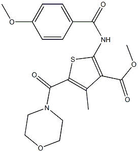 methyl 4-methyl-2-({[4-(methyloxy)phenyl]carbonyl}amino)-5-(morpholin-4-ylcarbonyl)thiophene-3-carboxylate Struktur