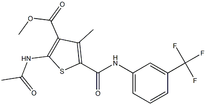 methyl 2-(acetylamino)-4-methyl-5-({[3-(trifluoromethyl)phenyl]amino}carbonyl)thiophene-3-carboxylate Struktur