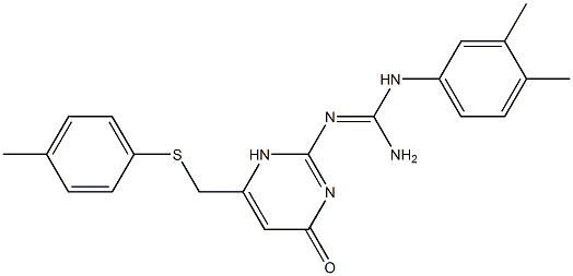 N-(3,4-dimethylphenyl)-N''-(6-{[(4-methylphenyl)sulfanyl]methyl}-4-oxo-1,4-dihydropyrimidin-2-yl)guanidine Struktur