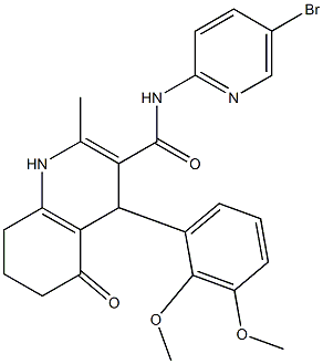 N-(5-bromopyridin-2-yl)-4-(2,3-dimethoxyphenyl)-2-methyl-5-oxo-1,4,5,6,7,8-hexahydroquinoline-3-carboxamide Struktur