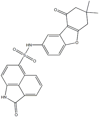 N-(7,7-dimethyl-9-oxo-6,7,8,9-tetrahydrodibenzo[b,d]furan-2-yl)-2-oxo-1,2-dihydrobenzo[cd]indole-6-sulfonamide Struktur