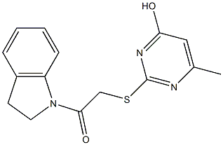 2-{[2-(2,3-dihydro-1H-indol-1-yl)-2-oxoethyl]sulfanyl}-6-methyl-4-pyrimidinol Struktur