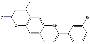 3-bromo-N-(4,7-dimethyl-2-oxo-2H-chromen-6-yl)benzamide Struktur