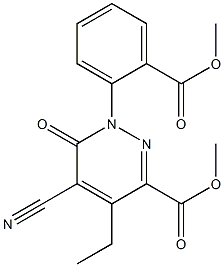 methyl 5-cyano-4-ethyl-1-[2-(methoxycarbonyl)phenyl]-6-oxo-1,6-dihydro-3-pyridazinecarboxylate Struktur