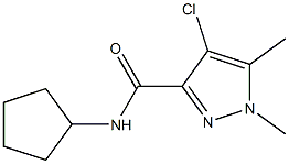 4-chloro-N-cyclopentyl-1,5-dimethyl-1H-pyrazole-3-carboxamide Struktur