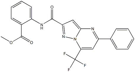 methyl 2-({[5-phenyl-7-(trifluoromethyl)pyrazolo[1,5-a]pyrimidin-2-yl]carbonyl}amino)benzoate Struktur