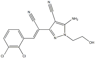 5-amino-3-[1-cyano-2-(2,3-dichlorophenyl)vinyl]-1-(2-hydroxyethyl)-1H-pyrazole-4-carbonitrile Struktur