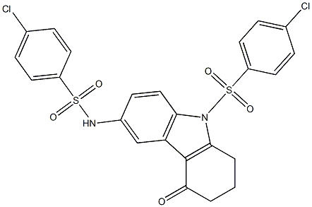 4-chloro-N-{9-[(4-chlorophenyl)sulfonyl]-4-oxo-2,3,4,9-tetrahydro-1H-carbazol-6-yl}benzenesulfonamide Struktur