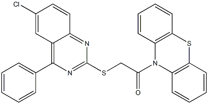 6-chloro-4-phenyl-2-quinazolinyl 2-oxo-2-(10H-phenothiazin-10-yl)ethyl sulfide Struktur