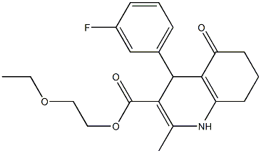 2-ethoxyethyl 4-(3-fluorophenyl)-2-methyl-5-oxo-1,4,5,6,7,8-hexahydro-3-quinolinecarboxylate Struktur