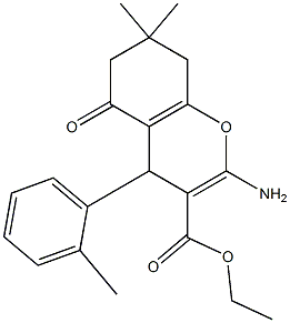 ethyl 2-amino-7,7-dimethyl-4-(2-methylphenyl)-5-oxo-5,6,7,8-tetrahydro-4H-chromene-3-carboxylate Struktur