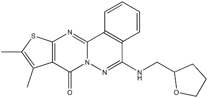 9,10-dimethyl-5-[(tetrahydro-2-furanylmethyl)amino]-8H-thieno[2',3':4,5]pyrimido[2,1-a]phthalazin-8-one Struktur