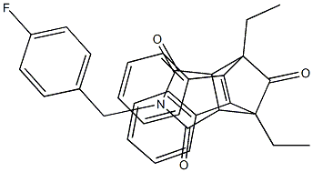 1,7-diethyl-4-(4-fluorobenzyl)-8,9-diphenyl-4-azatricyclo[5.2.1.0~2,6~]dec-8-ene-3,5,10-trione Struktur