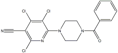 6-(4-benzoyl-1-piperazinyl)-2,4,5-trichloronicotinonitrile Struktur