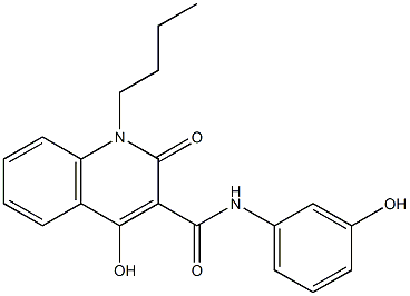 1-butyl-4-hydroxy-N-(3-hydroxyphenyl)-2-oxo-1,2-dihydro-3-quinolinecarboxamide Struktur