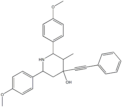 2,6-bis(4-methoxyphenyl)-3-methyl-4-(phenylethynyl)-4-piperidinol Struktur