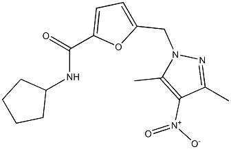 N-cyclopentyl-5-({4-nitro-3,5-dimethyl-1H-pyrazol-1-yl}methyl)-2-furamide Struktur