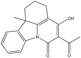 5-acetyl-4-hydroxy-11b-methyl-1,2,3,11b-tetrahydro-6H-pyrido[3,2,1-jk]carbazol-6-one Struktur