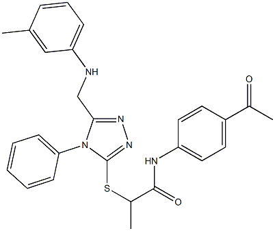 N-(4-acetylphenyl)-2-{[4-phenyl-5-(3-toluidinomethyl)-4H-1,2,4-triazol-3-yl]sulfanyl}propanamide Struktur