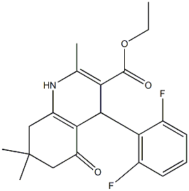 ethyl 4-(2,6-difluorophenyl)-2,7,7-trimethyl-5-oxo-1,4,5,6,7,8-hexahydro-3-quinolinecarboxylate Struktur