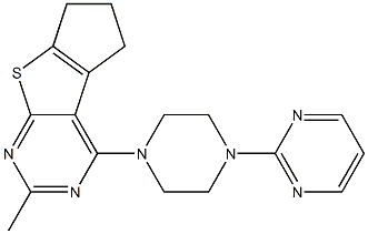 2-methyl-4-[4-(2-pyrimidinyl)-1-piperazinyl]-6,7-dihydro-5H-cyclopenta[4,5]thieno[2,3-d]pyrimidine Struktur