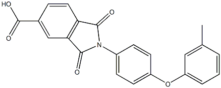 2-[4-(3-methylphenoxy)phenyl]-1,3-dioxo-5-isoindolinecarboxylic acid Struktur