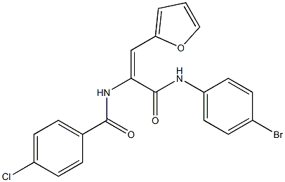 N-[1-[(4-bromoanilino)carbonyl]-2-(2-furyl)vinyl]-4-chlorobenzamide Struktur